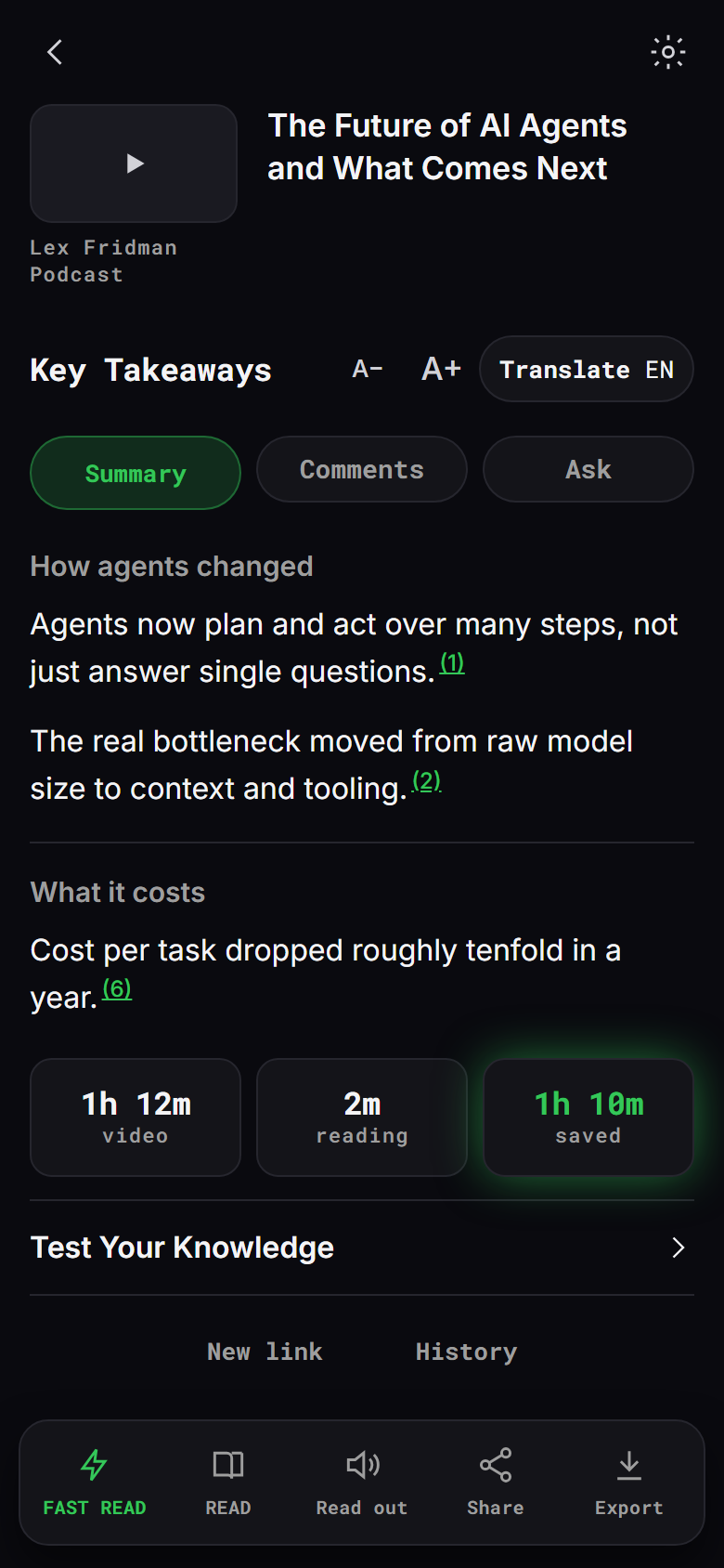 AI summary with key takeaways